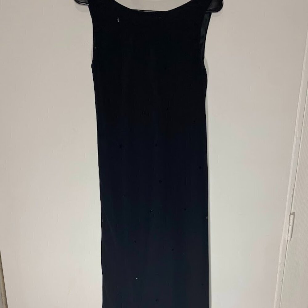 Jones Wear Vintage Asymmetric Black Cowl Neck Sequin Dress